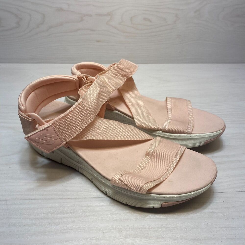 Skechers Arch Fit Pop Sandals Womens 7.5 Blush Pink Strappy Platform Gorpcore